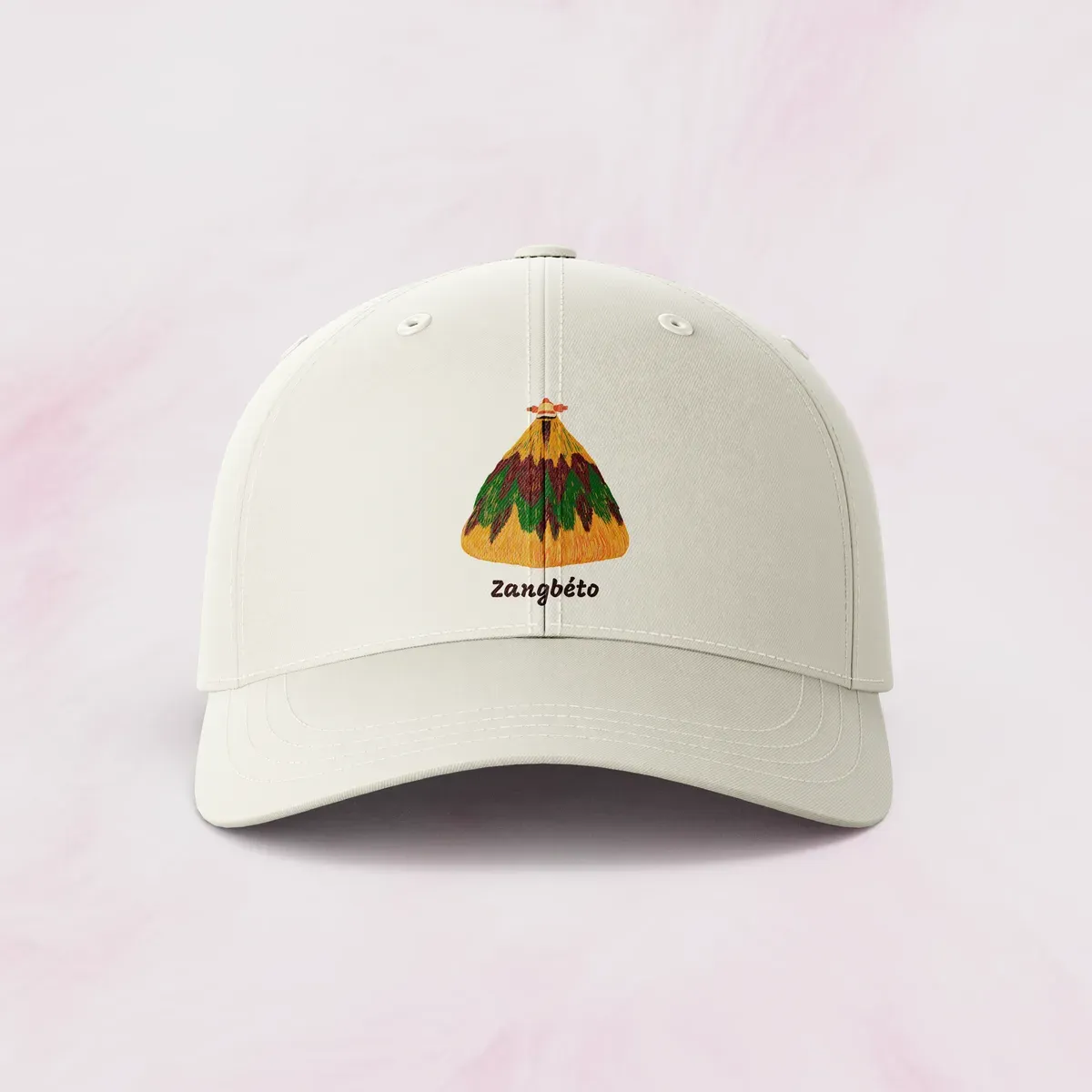 Casquette brodée, Zangbéto, blanche