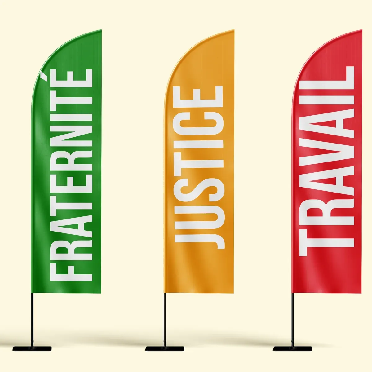 Drapeaux événementiels, Fraternité · Justice · Travail